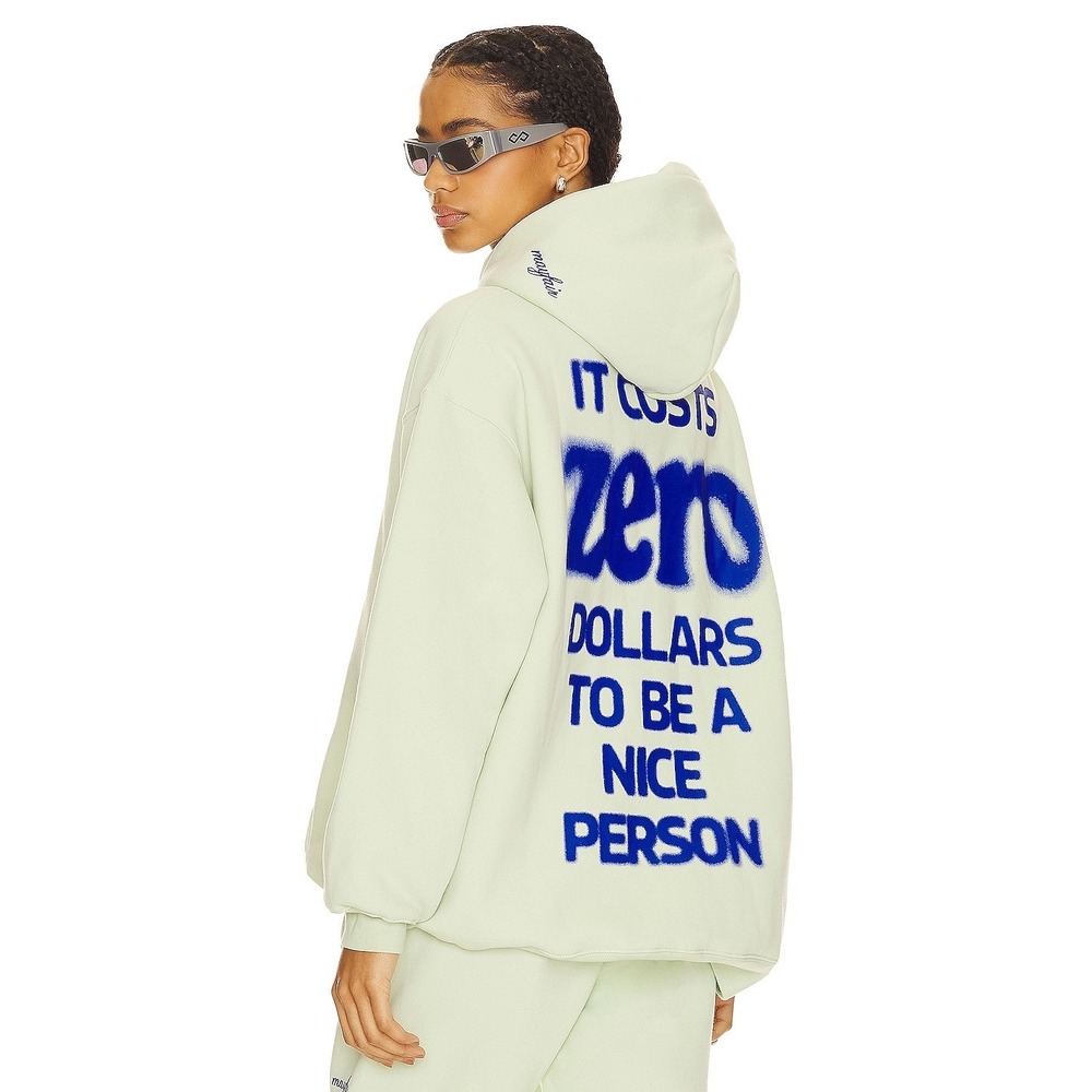 The Mayfair Group It Costs Zero Dollars To Be A Nice Person Hoodie Mint M/L‎
